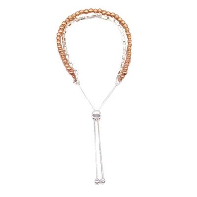 Ball & Rectangle Slider Bracelet | Silver & Rose Gold