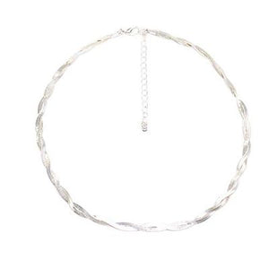 Twist Herringbone Chain Necklace | Silver