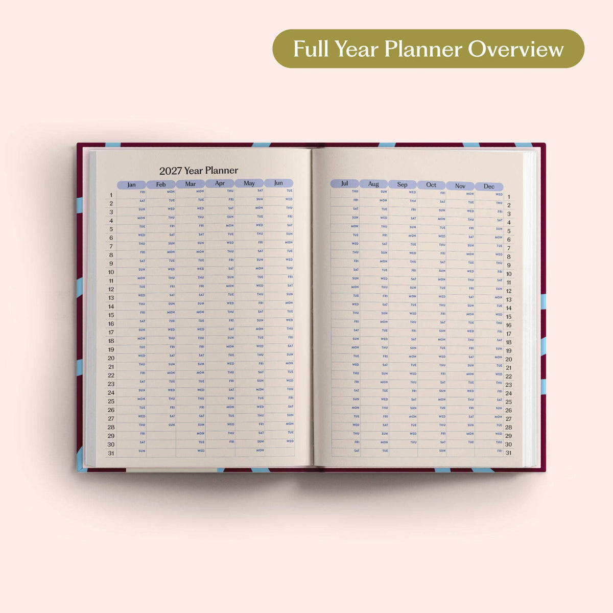 2027 Diary | Sky Blue | Week to view