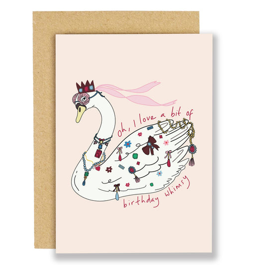 A bit of birthday whimsy, swan birthday greeting card