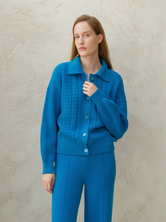 Cashmere Polo Knit Cardigan