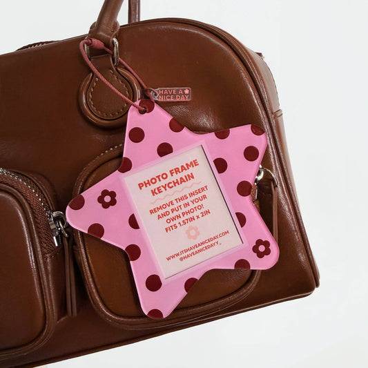Photo Frame Keychain | Polka Dot Star