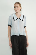Contrast Edge Collar Blouse