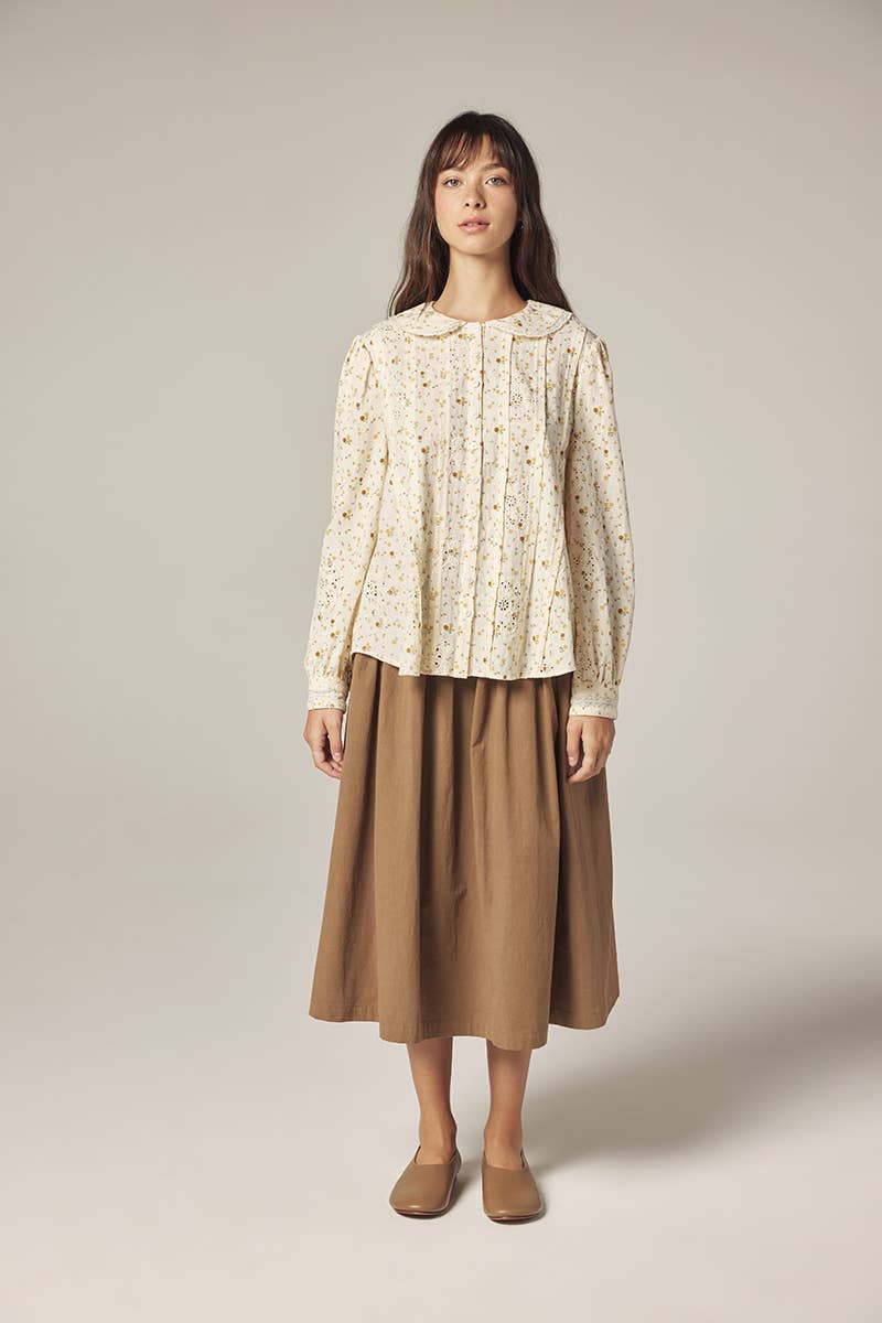 Peter Pan Collar Blouse | Yellow & Olive