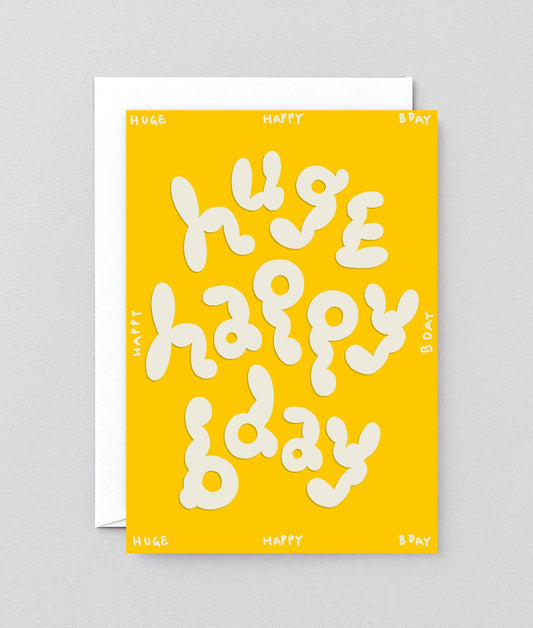 'Huge Happy Bday' Embossed Greetings Card