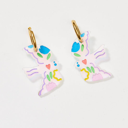 Large Bird Earrings | Iridescent