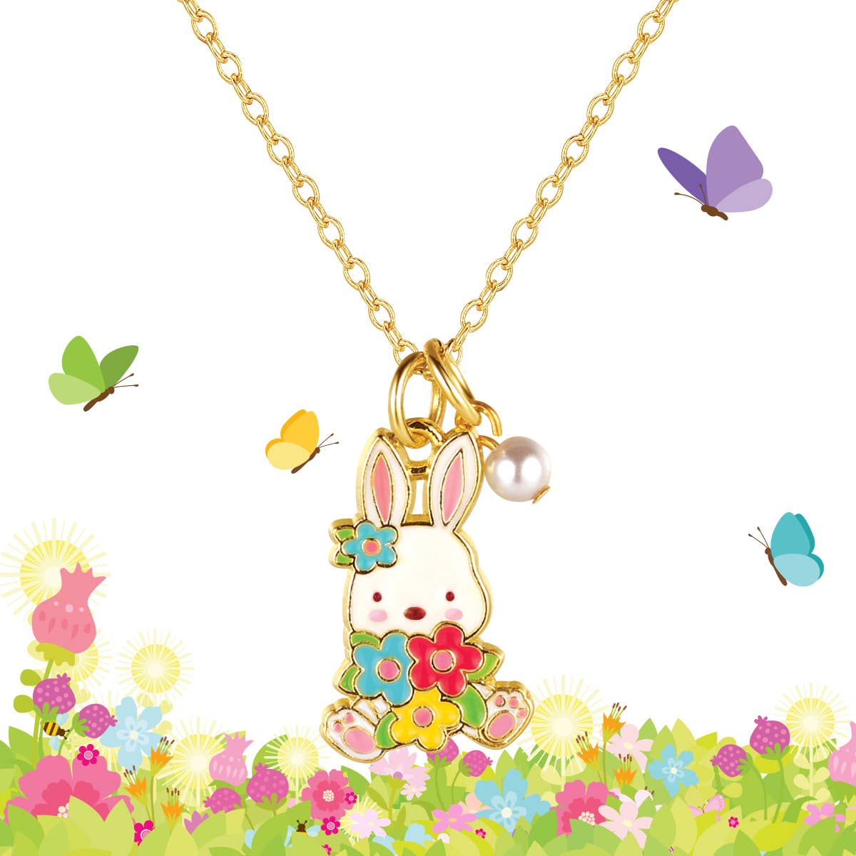 Sweet Petite Necklace | Easter Bunny and Blooms
