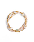 Morganite and Pearl Miyuki Stretch Bracelets | Set of 3