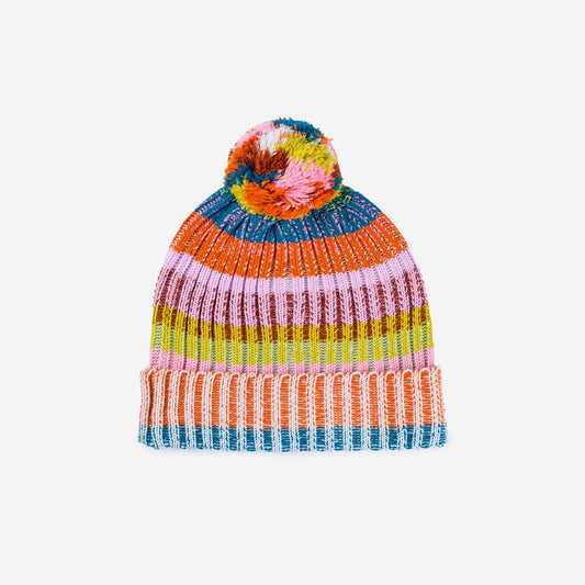 Mosaic Stripe Pom Beanie | Various Colors
