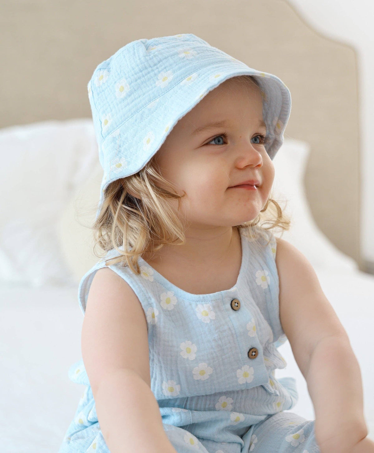Cotton Muslin Bucket Hat | Daisy Blue