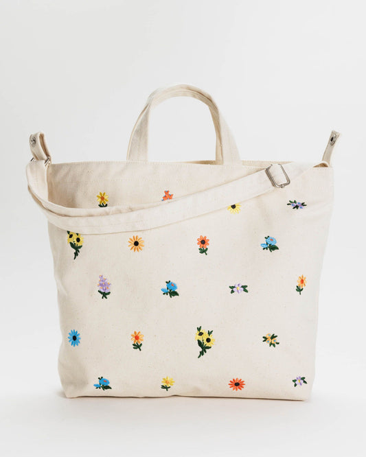 Horizontal Zip Duck Bag | Embroidered Ditsy Floral