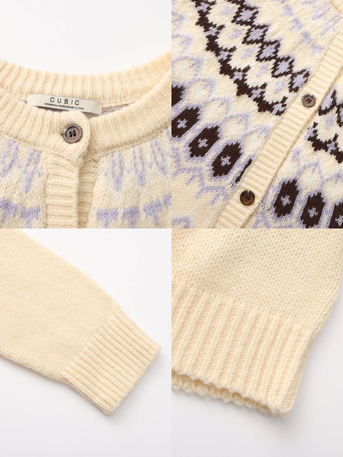 Fair Isle Knit Cardigan | 100% Wool