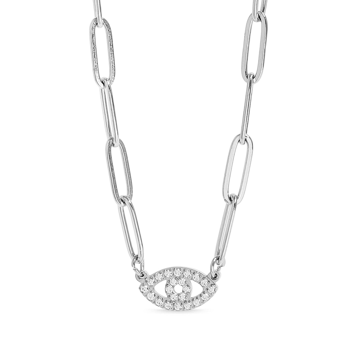 Evil Eye Paperclip Necklace | more colours avail