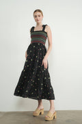 Embroidiered Smocked Bodice Floral Dress