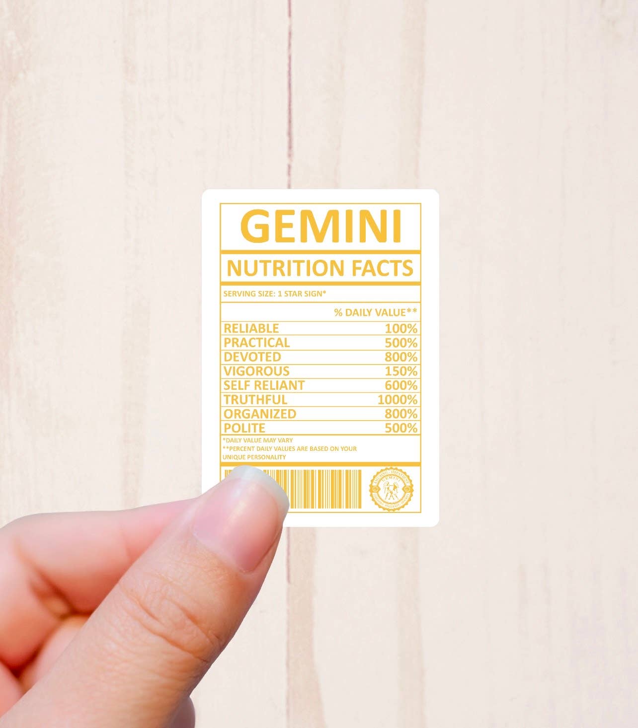 Zodiac Signs, Nutritional Facts, Vinyl Sticker