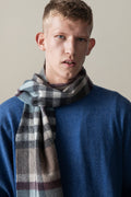Tartan Lambswool Scarf | Blue Taupe