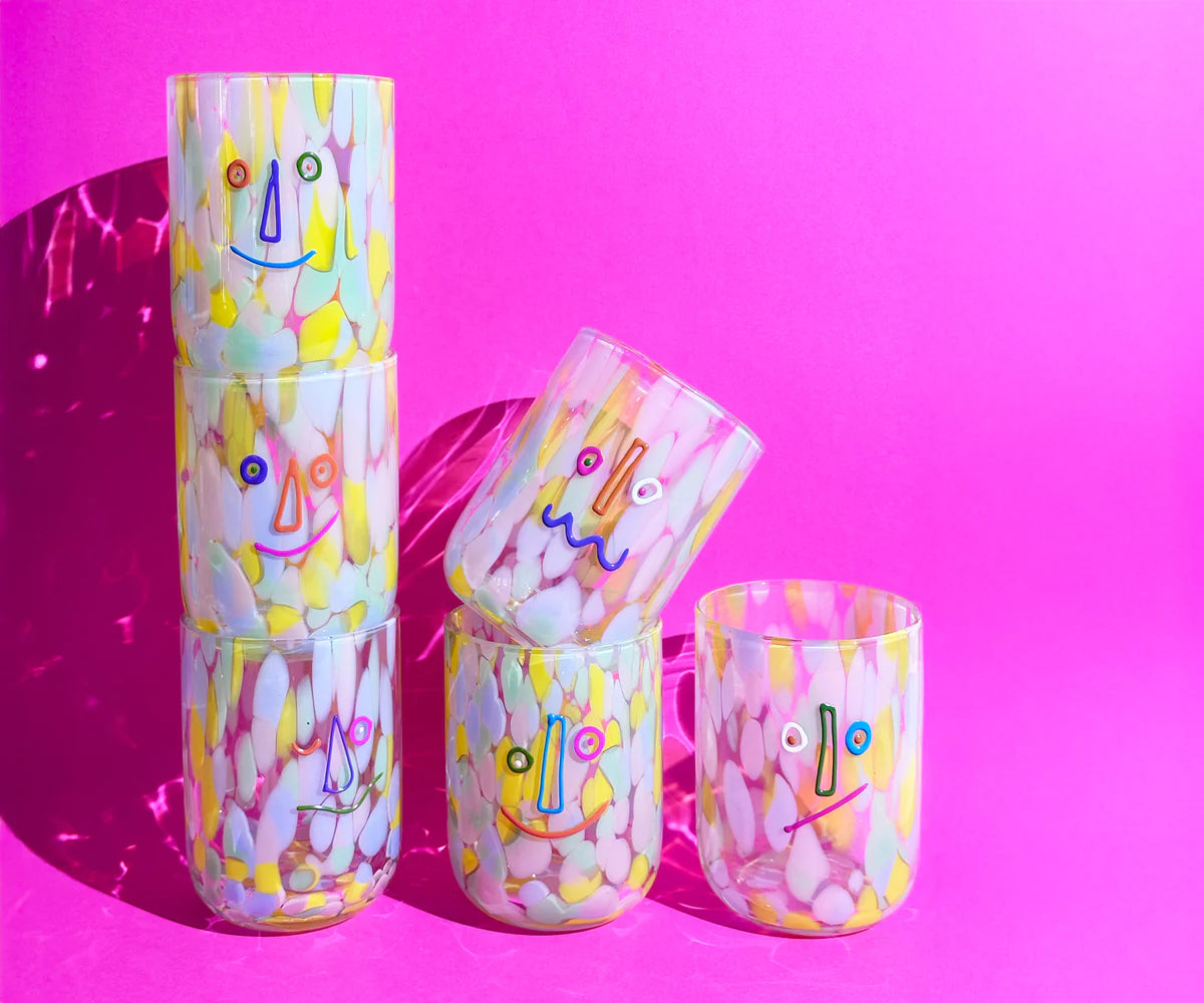 Funfetti Faces Glass Tumbler