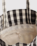 Nylon Drawstring Bag | Black and Cream Gingham