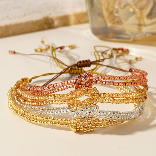 Metallic Glass Bead Slider Bracelet | Various Colours