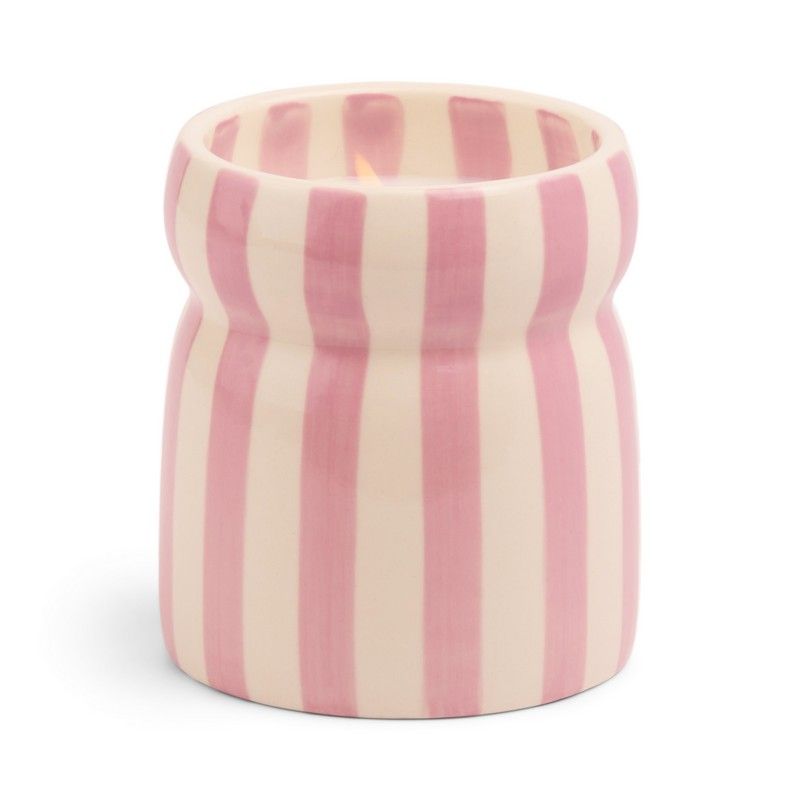 Cabana Striped Ceramic Candle | Grecian Sand