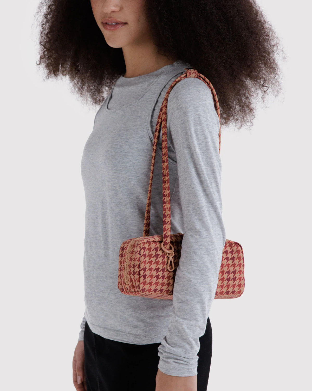 Small Bowler Bag | Tan Houndstooth