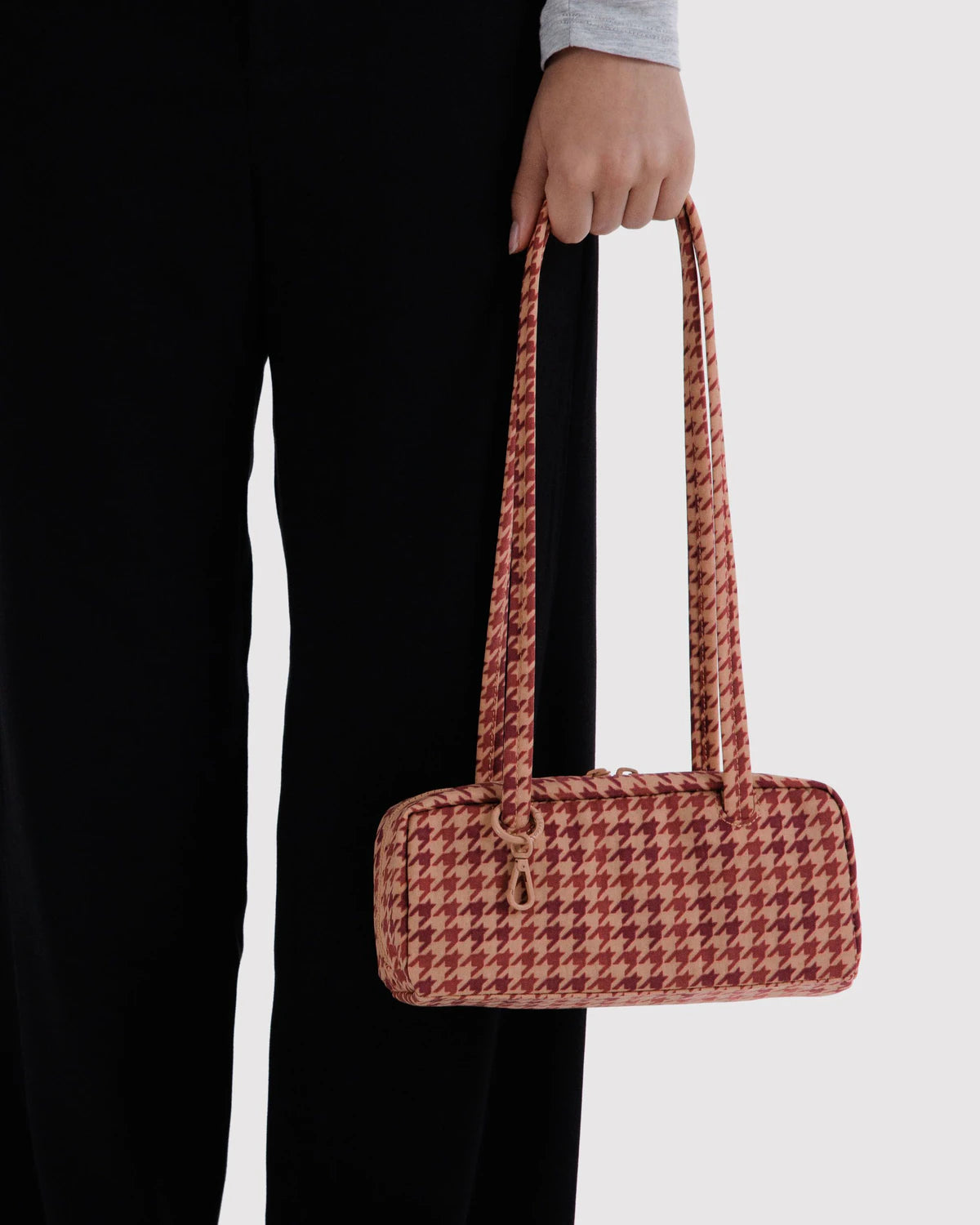 Small Bowler Bag | Tan Houndstooth