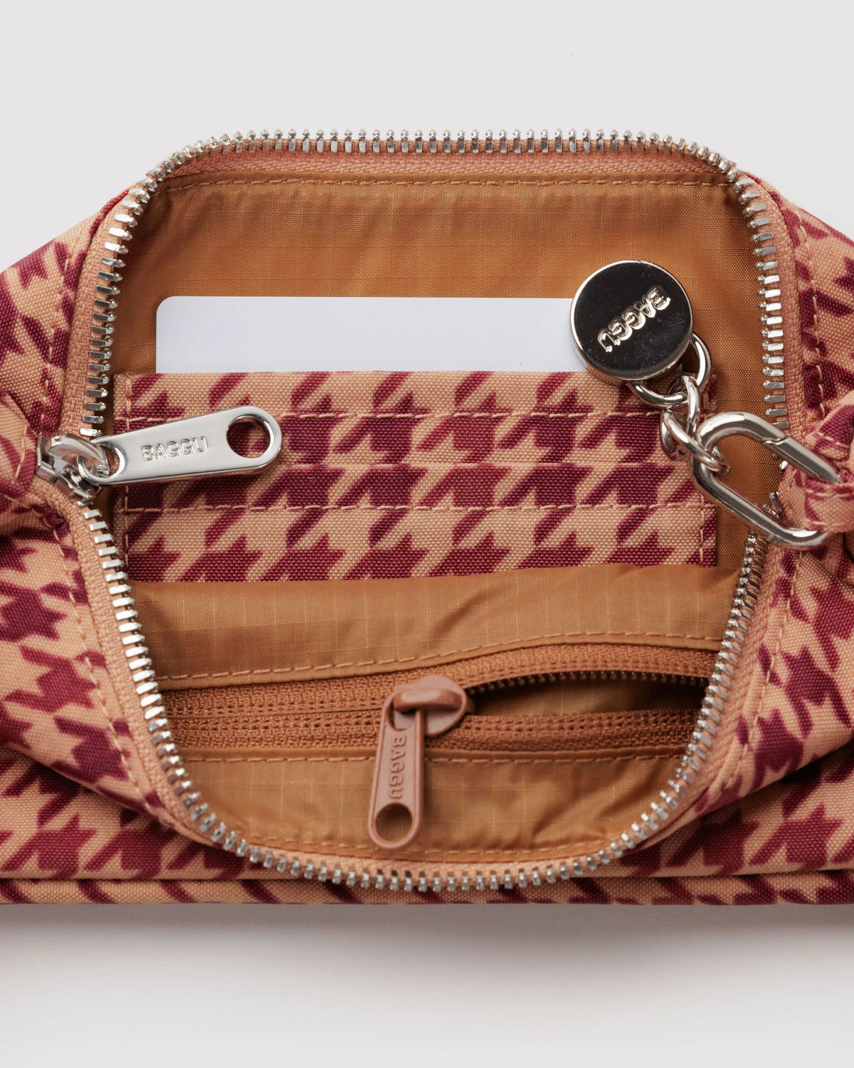 Nylon Pochette | Tan Houndstooth