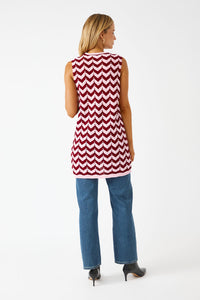 Zig Zag Crochet Vest| Burgundy Pink