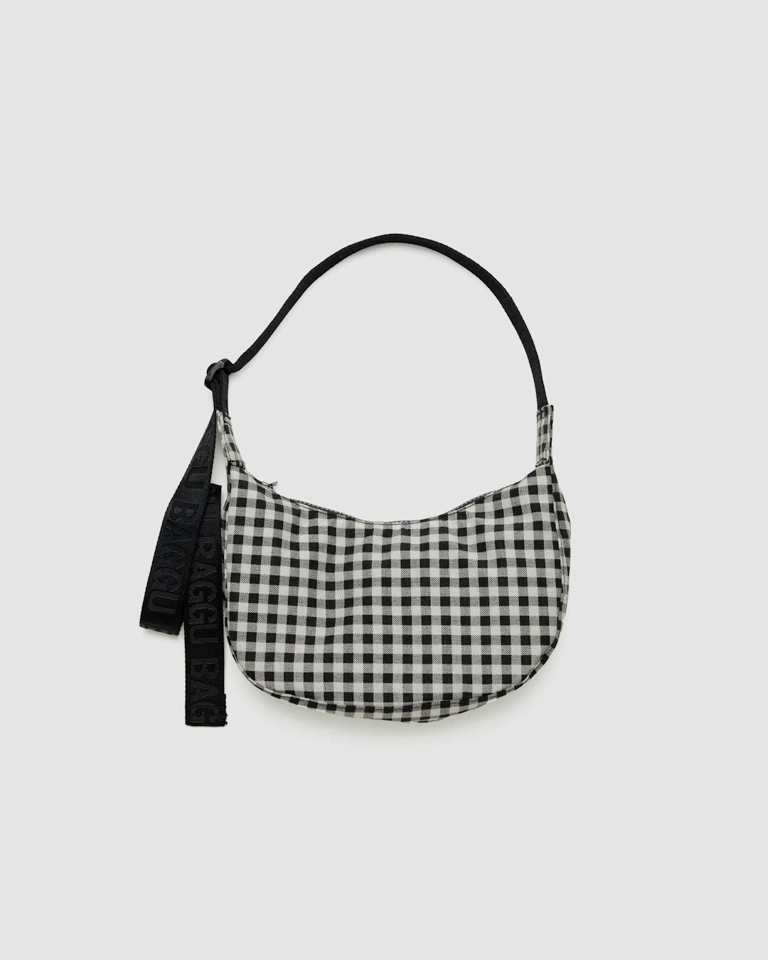 Small Crescent Bag | Black and White Gingham