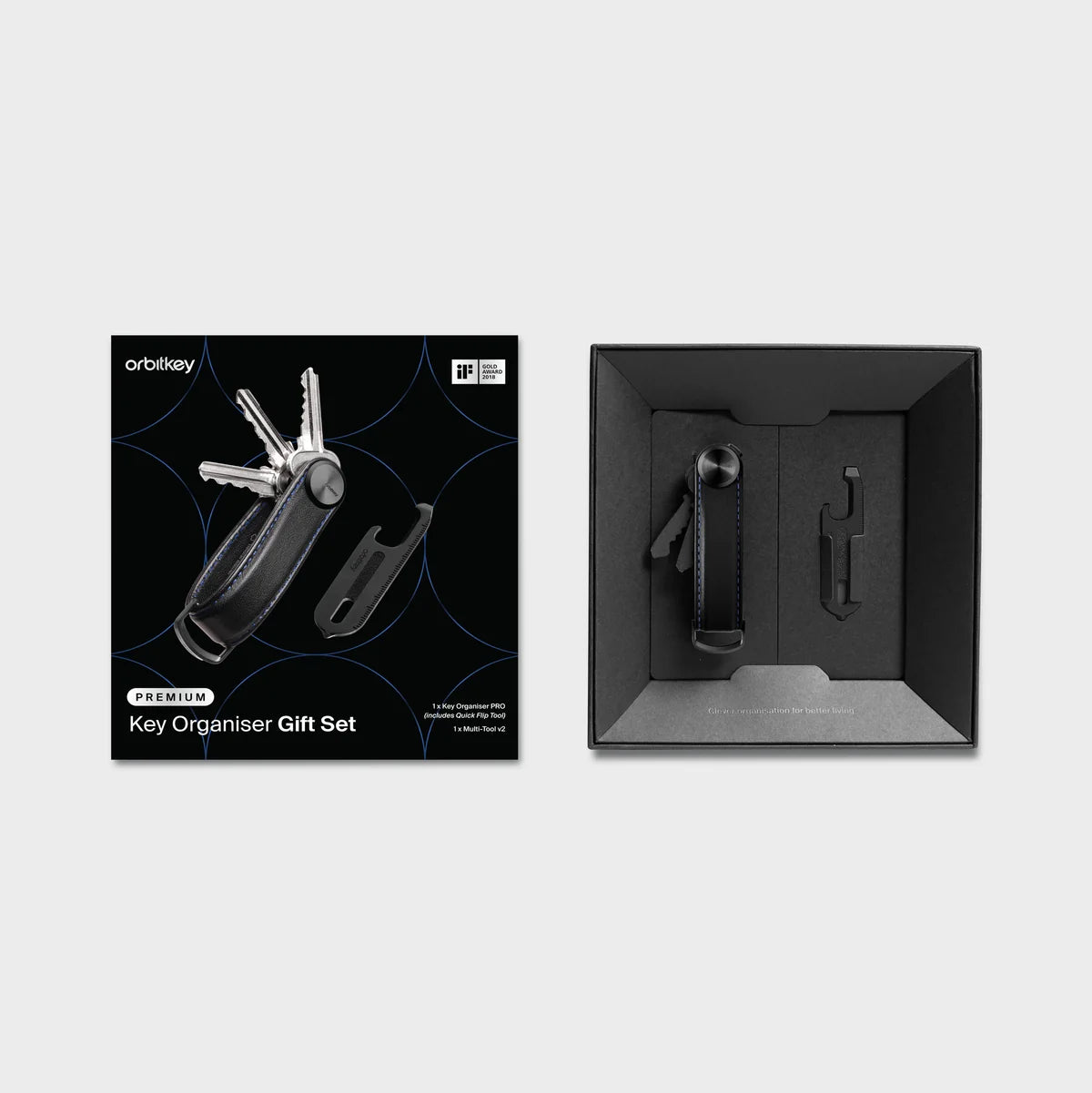 Key Organiser + Multi-Tool v2 Set | Blackout with Blue Stitching