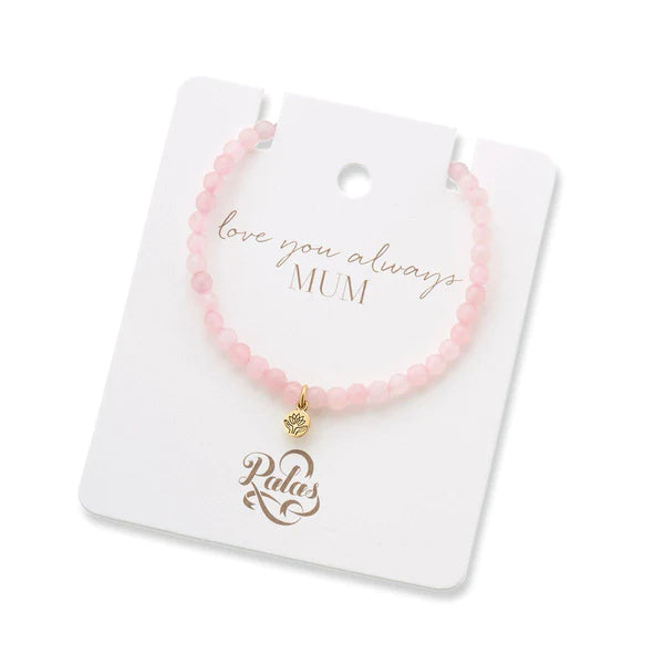 'love you always mum' rose quartz gem bracelet