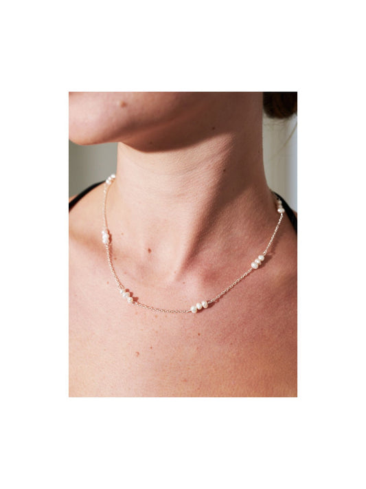 Dainty Pearl Trio Gold Plated Necklace