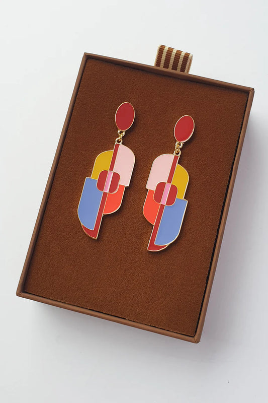 Labyrinth Earrings | Red Brick