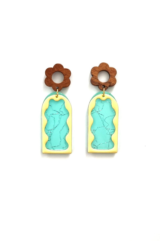 Mixtape Earrings | Aqua / Yellow