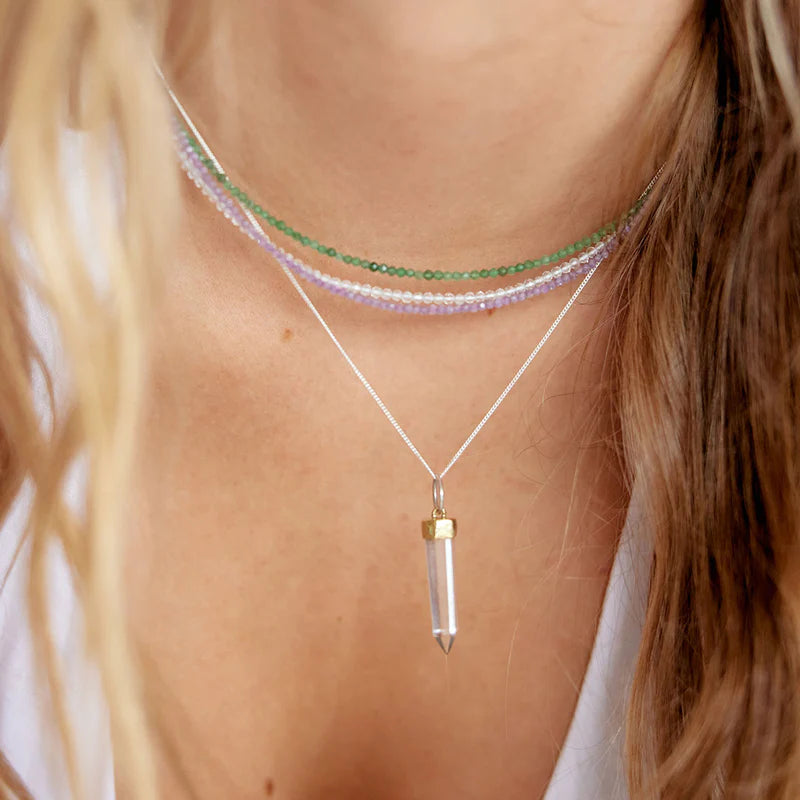 Silver & Crystal Quartz Empower Gem Necklace