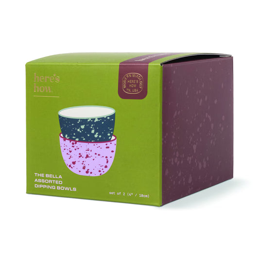 Bella Dipping Bowl Set | Navy & Lilac Splatter