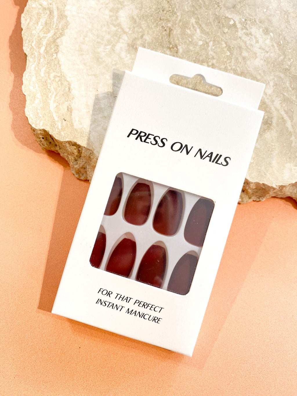 Matte Solid Colour Press On Nails | Burgundy