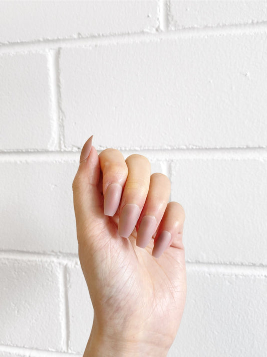 Matte Solid Colour Press On Nails | Nude