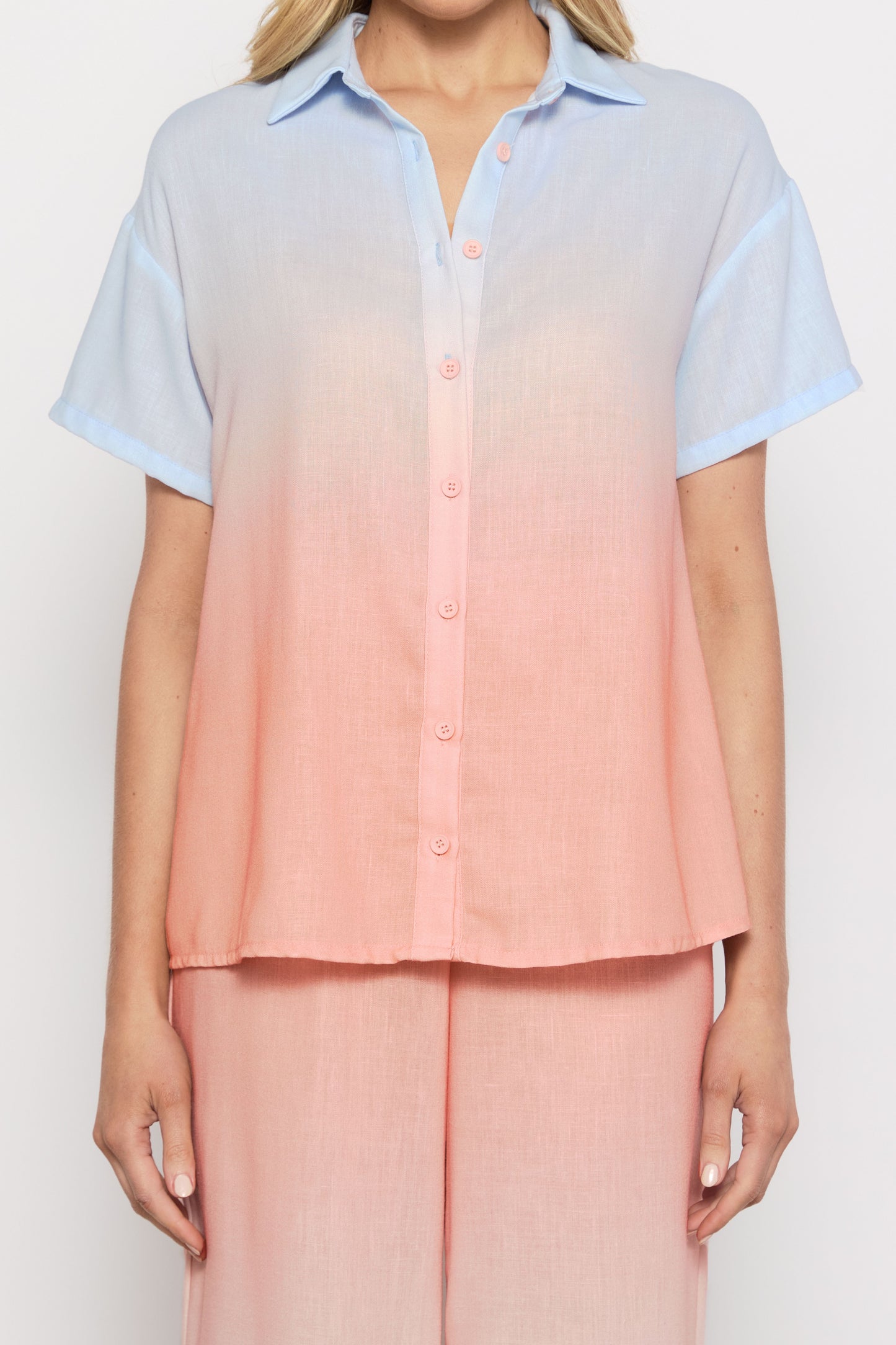 Linen Ombre Shirt & Pant Set | Blue/Orange