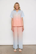 Linen Ombre Shirt & Pant Set | Blue/Orange