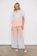 Linen Ombre Shirt & Pant Set | Blue/Orange
