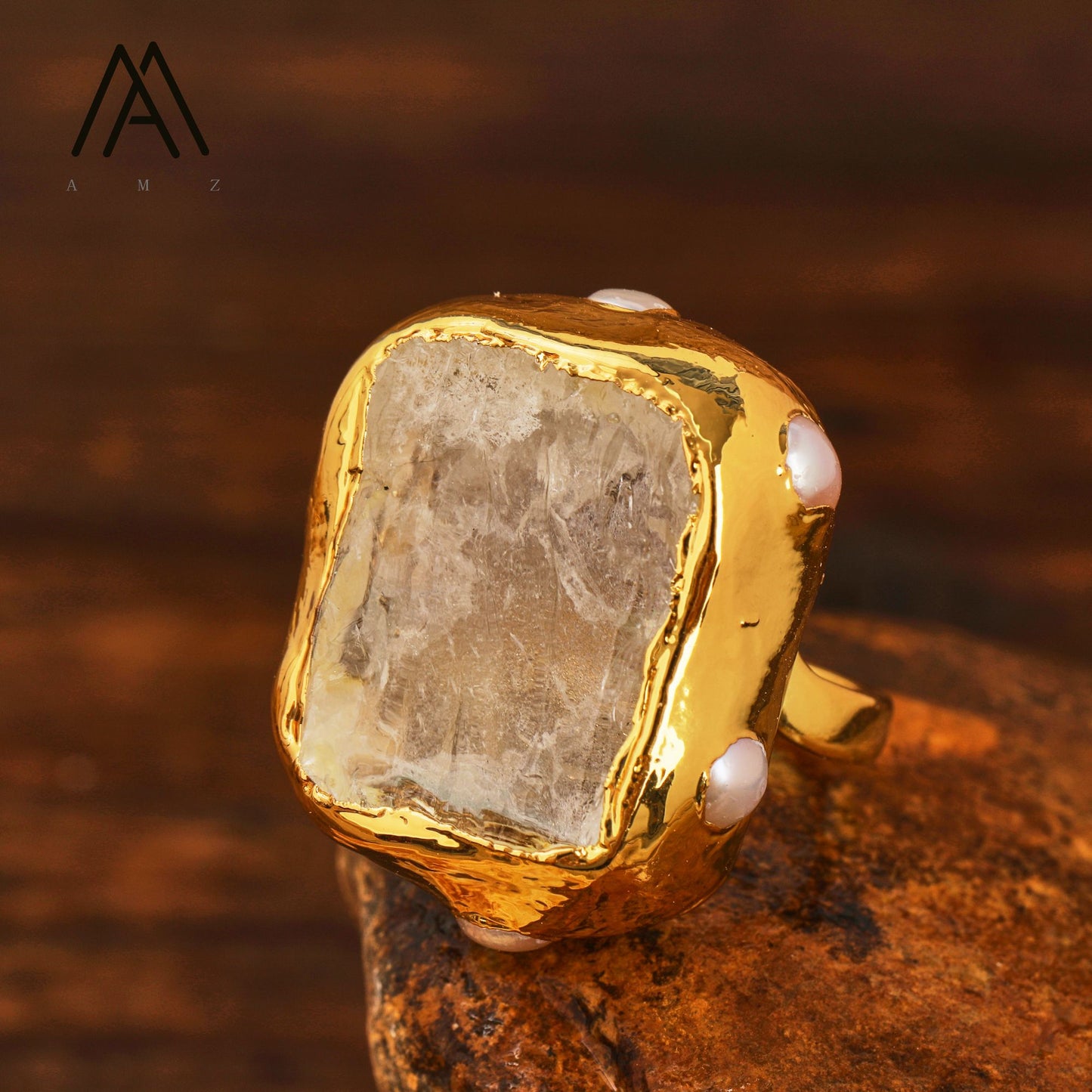 Chunky Gold Pearl/Stone Ring | Various Styles
