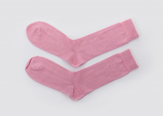 Merino Calf Length Socks | Pink