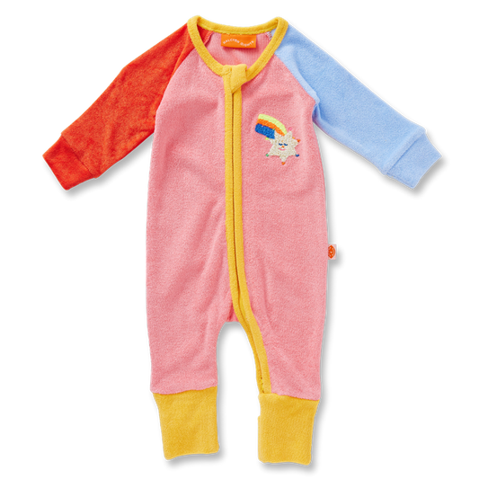 Stars Pink | Terry Long Sleeve Romper