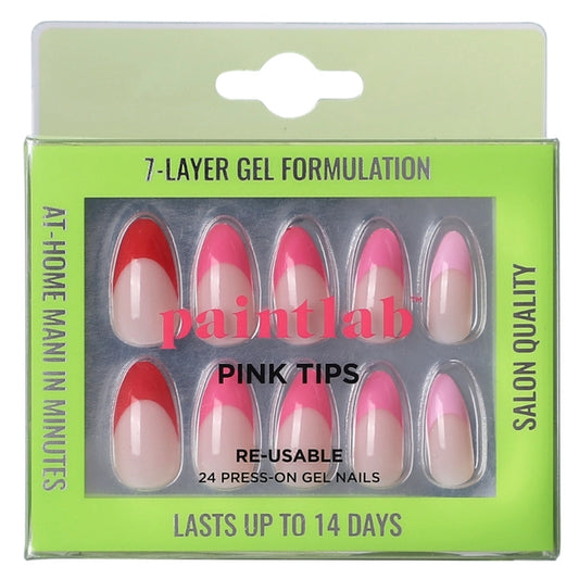 Press-On Nails | Red & Pink Tips