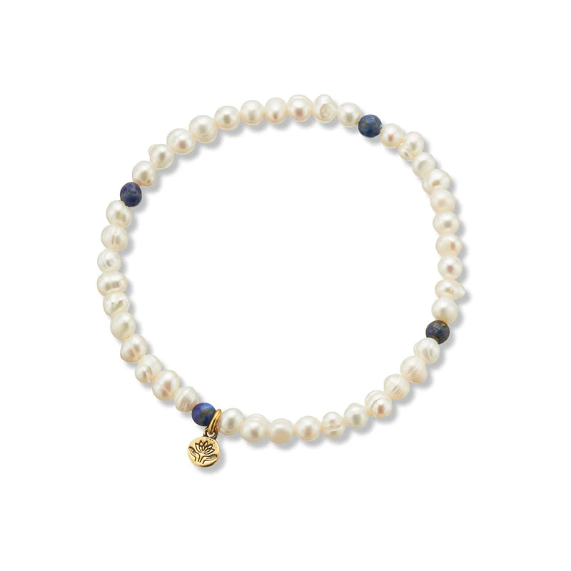 Pearl & Lapis Lazuli Prosperity Gem Bracelet