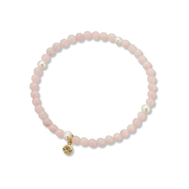 Rose Quartz & Pearl Prosperity Gem Bracelet