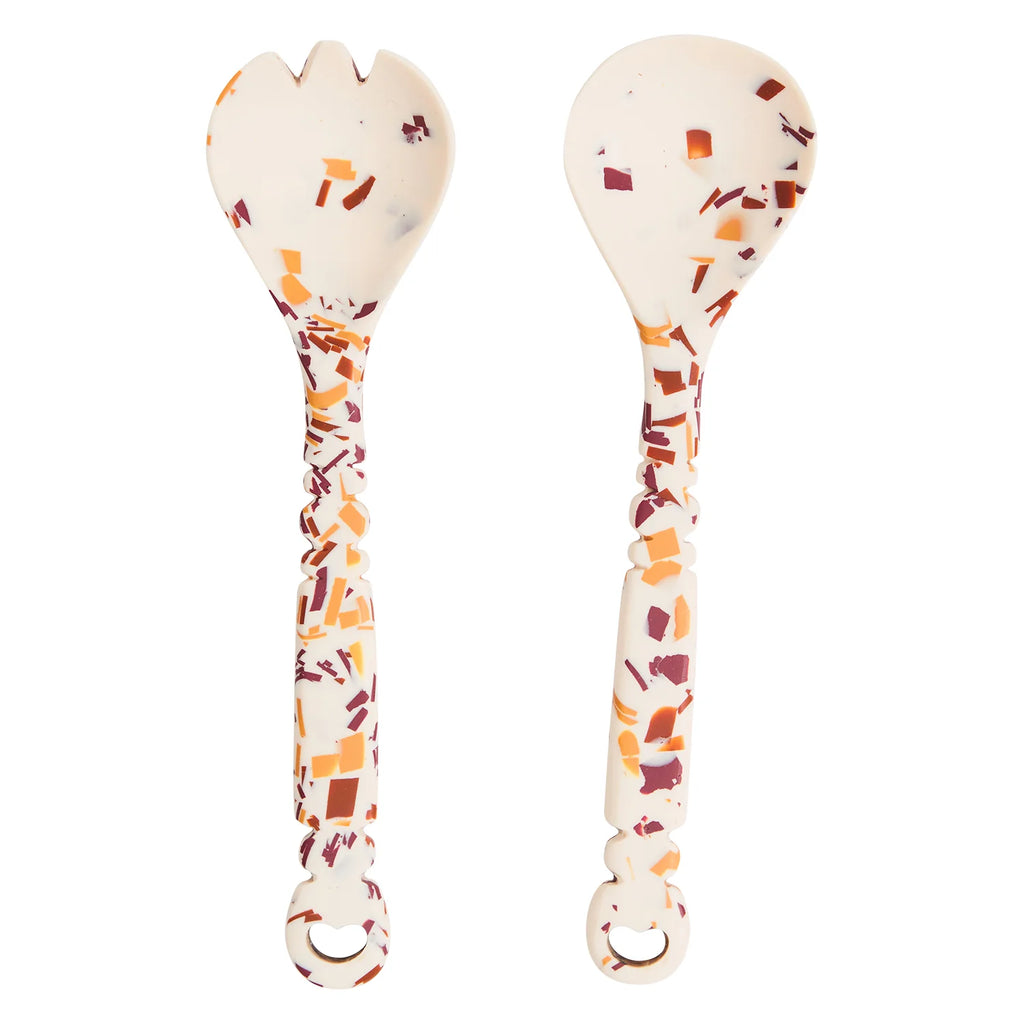 Wilkie Salad Servers | Nougat Terrazzo