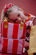 Medium Backpack Stripes | Red Apple + Rosebay Pink