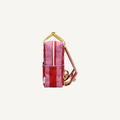 Medium Backpack Stripes | Red Apple + Rosebay Pink